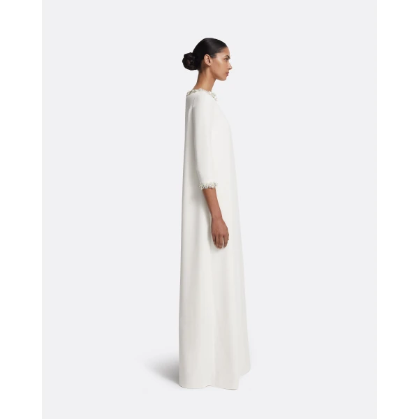 Safiyaa Lanai Long Dress in Ivory with Crystal, view 5