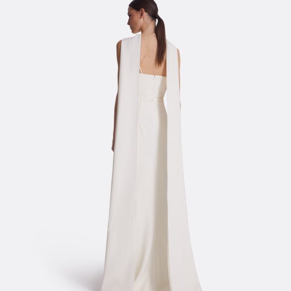 Safiyaa Lilien Ivory long Dress - Safiyaa Dresses - Heavy Crepe Cape Gown - Shop at Coveti
