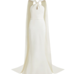 Safiyaa Lilien Ivory long Dress - Safiyaa Dresses - Heavy Crepe Cape Gown - Shop at Coveti