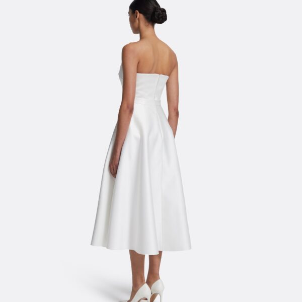 Safiyaa Lory Midi Dress in Porcelain - Safiyaa Dresses - Heavy Crepe Cape Gown - Shop at Coveti