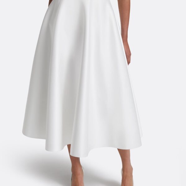 Safiyaa Lory Midi Dress in Porcelain - Safiyaa Dresses - Heavy Crepe Cape Gown - Shop at Coveti