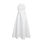 Safiyaa Lory Midi Dress in Porcelain - Safiyaa Dresses - Heavy Crepe Cape Gown - Shop at Coveti