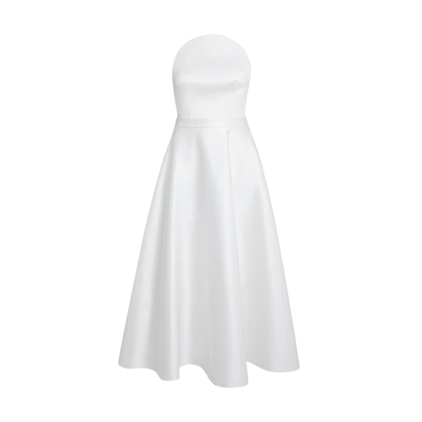 Safiyaa Lory Midi Dress in Porcelain - Safiyaa Dresses - Heavy Crepe Cape Gown - Shop at Coveti