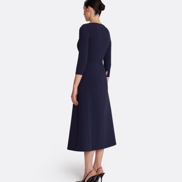 Safiyaa Luciana Midi Dress in Azurite - Safiyaa Dresses - Heavy Crepe Cape Gown - Shop at Coveti