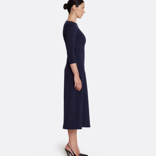 Safiyaa Luciana Midi Dress in Azurite - Safiyaa Dresses - Heavy Crepe Cape Gown - Shop at Coveti