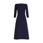 Safiyaa Luciana Midi Dress in Azurite - Safiyaa Dresses - Heavy Crepe Cape Gown - Shop at Coveti