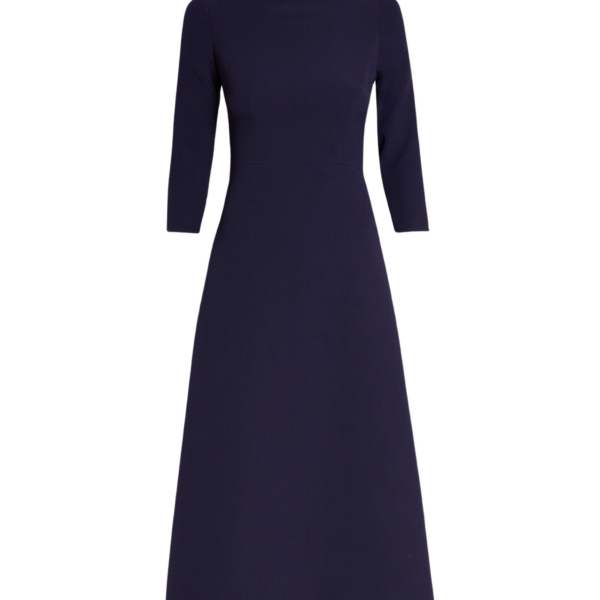 Safiyaa Luciana Midi Dress in Azurite - Safiyaa Dresses - Heavy Crepe Cape Gown - Shop at Coveti
