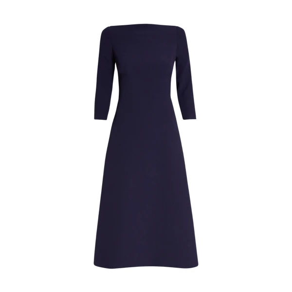 Safiyaa Luciana Midi Dress in Azurite - Safiyaa Dresses - Heavy Crepe Cape Gown - Shop at Coveti
