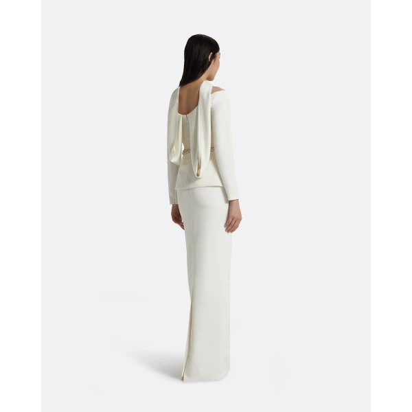 Safiyaa Lucile Ivory Top With Embroidered Belt, view 3