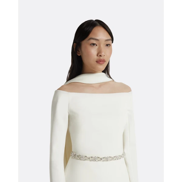 Safiyaa Lucile Ivory Top With Embroidered Belt, view 4