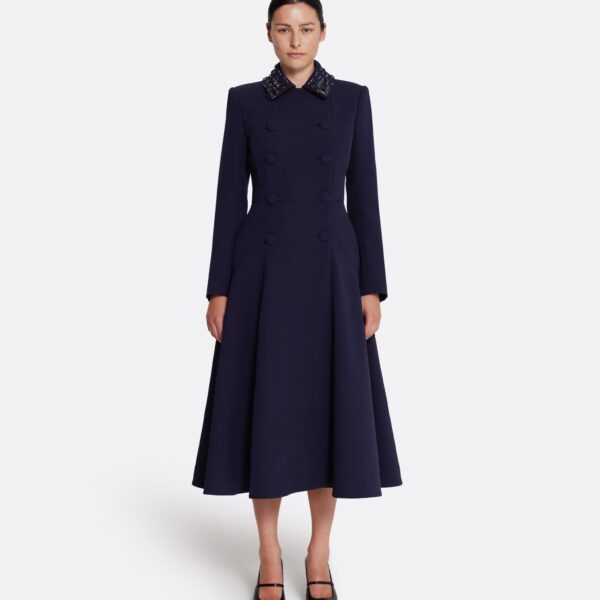 Safiyaa Lucilla Jacket in Azurite with Multi-blues - Safiyaa Jackets - Heavy Crepe Cape Gown - Shop at Coveti