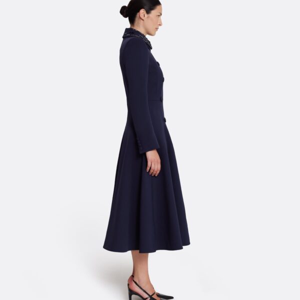 Safiyaa Lucilla Jacket in Azurite with Multi-blues - Safiyaa Jackets - Heavy Crepe Cape Gown - Shop at Coveti