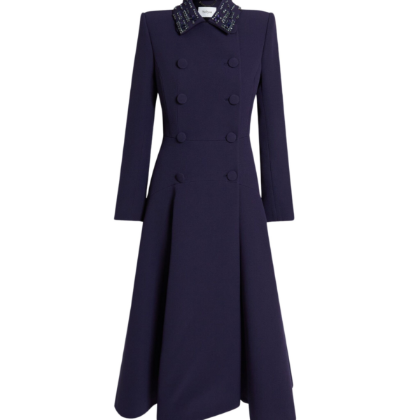Safiyaa Lucilla Jacket in Azurite with Multi-blues - Safiyaa Jackets - Heavy Crepe Cape Gown - Shop at Coveti