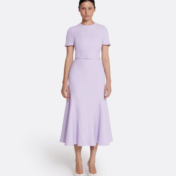Safiyaa Luisa Midi Dress in Verbena - Safiyaa Dresses - Heavy Crepe Cape Gown - Shop at Coveti