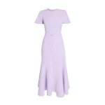 Safiyaa Luisa Midi Dress in Verbena - Safiyaa Dresses - Heavy Crepe Cape Gown - Shop at Coveti