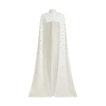 Safiyaa Manore Ivory Harness With Soshin Long Dress - Safiyaa Dresses - Heavy Crepe Cape Gown - Shop at Coveti