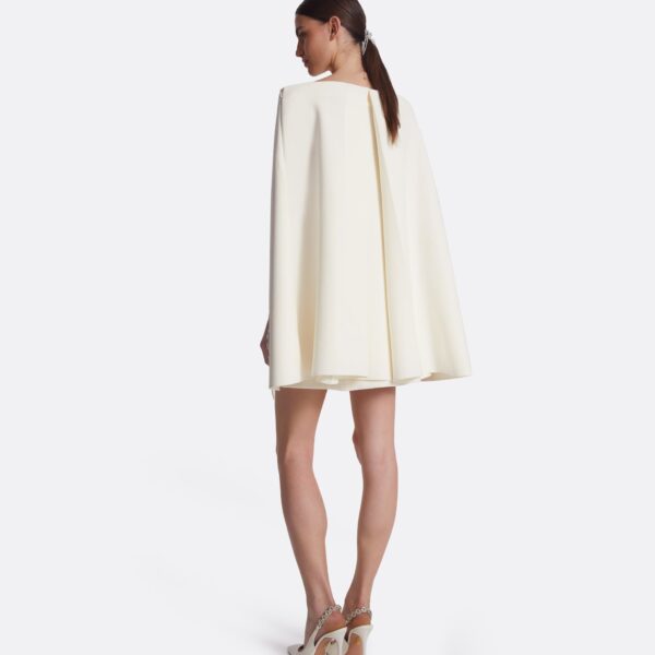 Safiyaa Manorel Ivory Broken Jewellery Embroidered Harness & Rowan Dress - Safiyaa Dresses - Heavy Crepe Cape Gown - Shop at Coveti