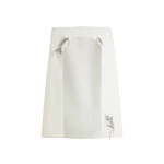 Safiyaa Manorel Ivory Broken Jewellery Embroidered Harness & Rowan Dress - Safiyaa Dresses - Heavy Crepe Cape Gown - Shop at Coveti