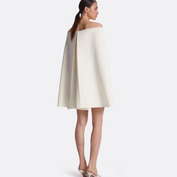 Safiyaa Manorel Ivory Harness & Rowan Fern Embroidered Dress - Safiyaa Dresses - Heavy Crepe Cape Gown - Shop at Coveti