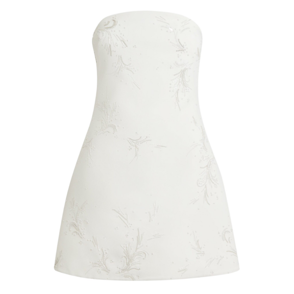 Safiyaa Manorel Ivory Harness & Rowan Fern Embroidered Dress - Safiyaa Dresses - Heavy Crepe Cape Gown - Shop at Coveti
