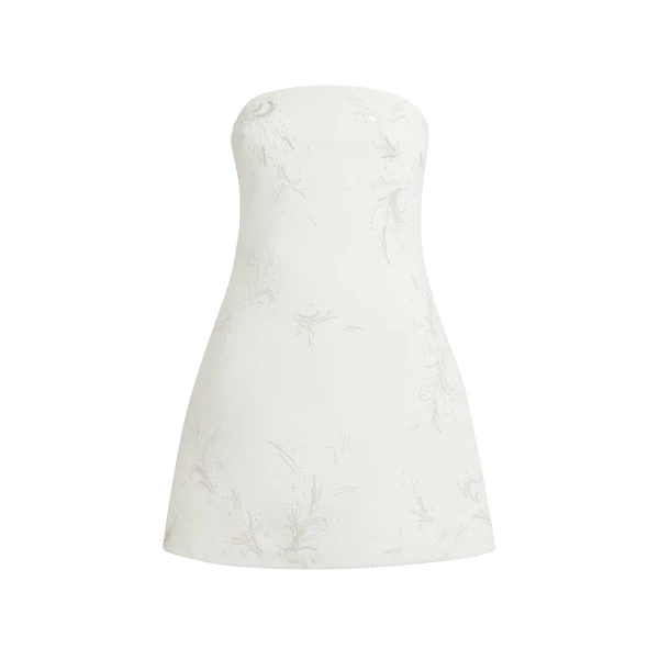 Safiyaa Manorel Ivory Harness & Rowan Fern Embroidered Dress - Safiyaa Dresses - Heavy Crepe Cape Gown - Shop at Coveti
