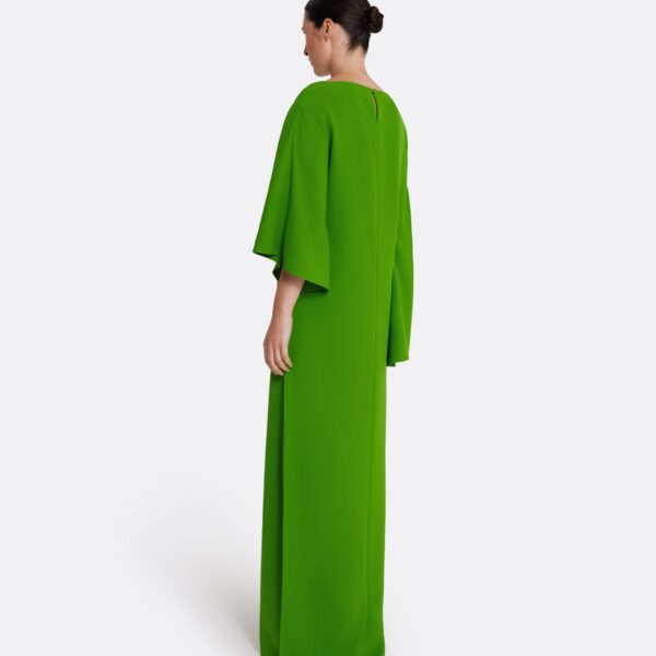 Safiyaa Marcellina Long Dress in Verdant Green with Multi-greens - Safiyaa Dresses - Heavy Crepe Cape Gown - Shop at Coveti