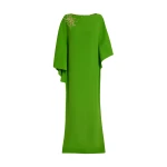 Safiyaa Marcellina Long Dress in Verdant Green with Multi-greens - Safiyaa Dresses - Heavy Crepe Cape Gown - Shop at Coveti