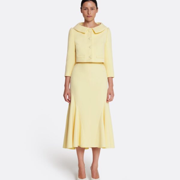 Safiyaa Marialuisa Skirt in Pale Yellow - Safiyaa Skirts - Heavy Crepe Cape Gown - Shop at Coveti