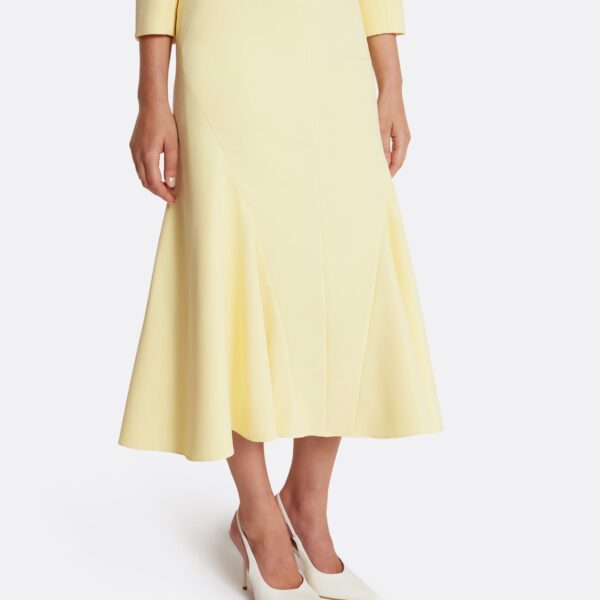 Safiyaa Marialuisa Skirt in Pale Yellow - Safiyaa Skirts - Heavy Crepe Cape Gown - Shop at Coveti