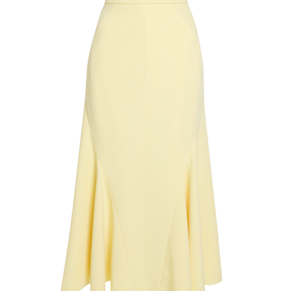 Safiyaa Marialuisa Skirt in Pale Yellow - Safiyaa Skirts - Heavy Crepe Cape Gown - Shop at Coveti