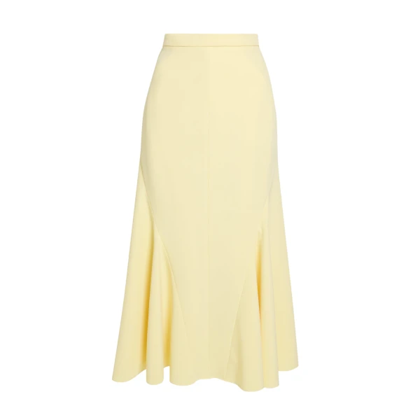 Safiyaa Marialuisa Skirt in Pale Yellow - Safiyaa Skirts - Heavy Crepe Cape Gown - Shop at Coveti