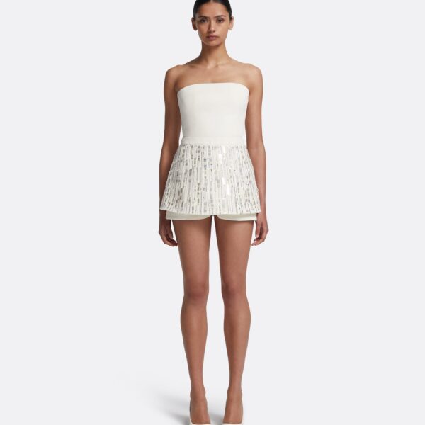 Safiyaa Matilda Skirt in Ivory with Crystal Embellishment - Safiyaa Skirts - Heavy Crepe Cape Gown - Shop at Coveti