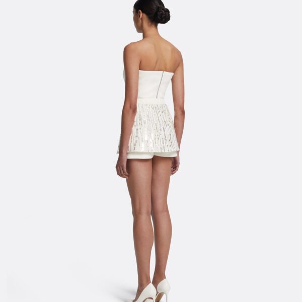 Safiyaa Matilda Skirt in Ivory with Crystal Embellishment - Safiyaa Skirts - Heavy Crepe Cape Gown - Shop at Coveti