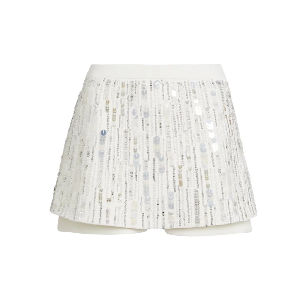 Safiyaa Matilda Skirt in Ivory with Crystal Embellishment - Safiyaa Skirts - Heavy Crepe Cape Gown - Shop at Coveti