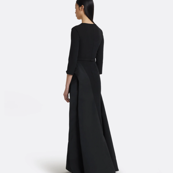 Safiyaa Nala Long Dress in Black - Safiyaa Dresses - Heavy Crepe Cape Gown - Shop at Coveti