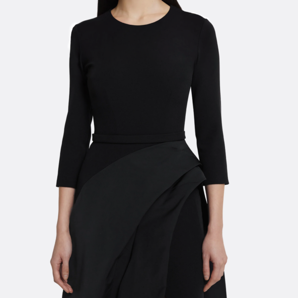 Safiyaa Nala Long Dress in Black - Safiyaa Dresses - Heavy Crepe Cape Gown - Shop at Coveti