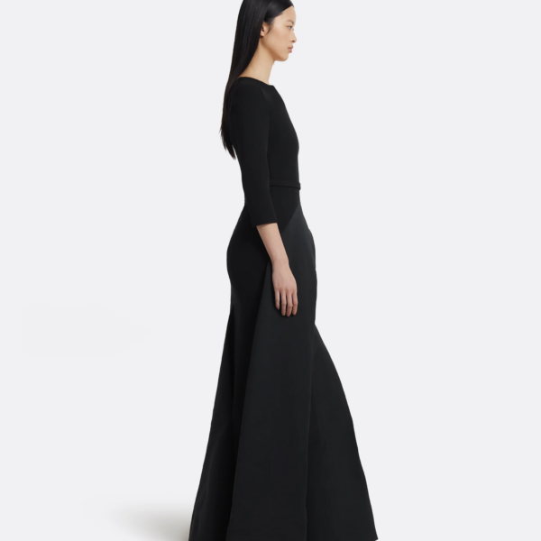 Safiyaa Nala Long Dress in Black - Safiyaa Dresses - Heavy Crepe Cape Gown - Shop at Coveti