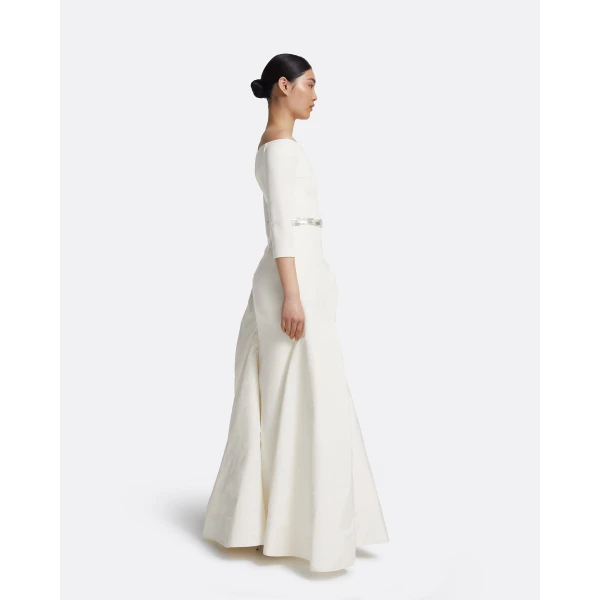 Safiyaa Nila Long Dress in Ivory with Crystal, view 5