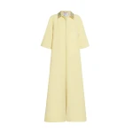 Safiyaa Ninetta Jacket in Pale Yellow with Gold - Safiyaa Jackets - Heavy Crepe Cape Gown - Shop at Coveti