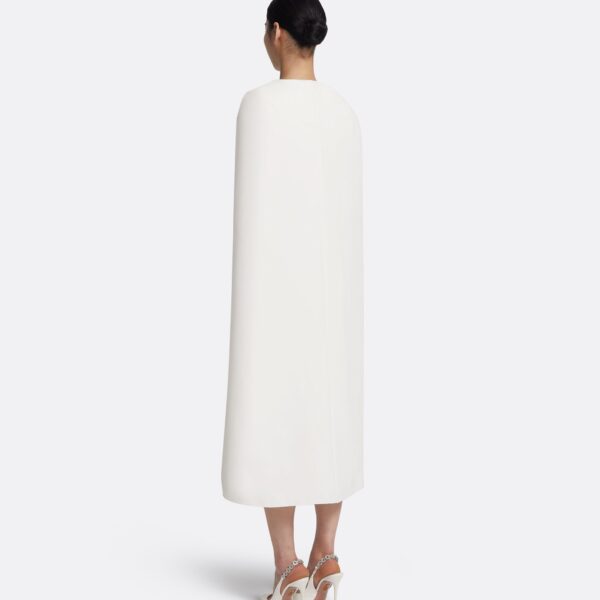 Safiyaa Oria Midi Dress in Ivory - Safiyaa Dresses - Heavy Crepe Cape Gown - Shop at Coveti