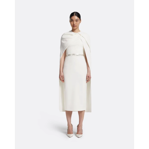 Safiyaa Oria Midi Dress in Ivory with Crystal, view 2