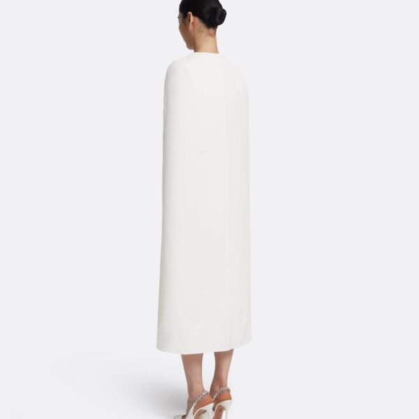 Safiyaa Oria Midi Dress in Ivory with Crystal - Safiyaa Dresses - Heavy Crepe Cape Gown - Shop at Coveti