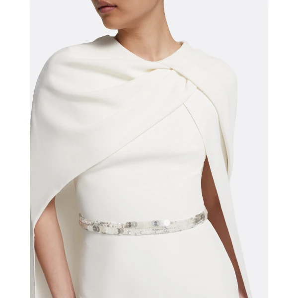Safiyaa Oria Midi Dress in Ivory with Crystal, view 4