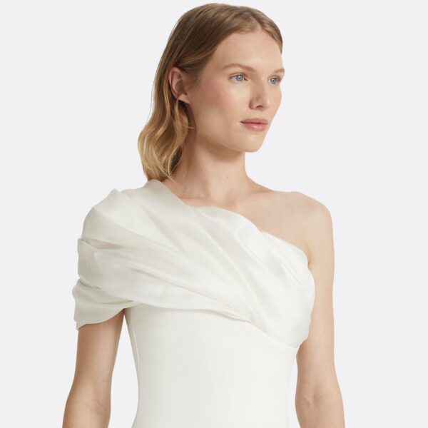 Safiyaa Portan Ivory Long Dress - Safiyaa Dresses - Heavy Crepe Cape Gown - Shop at Coveti