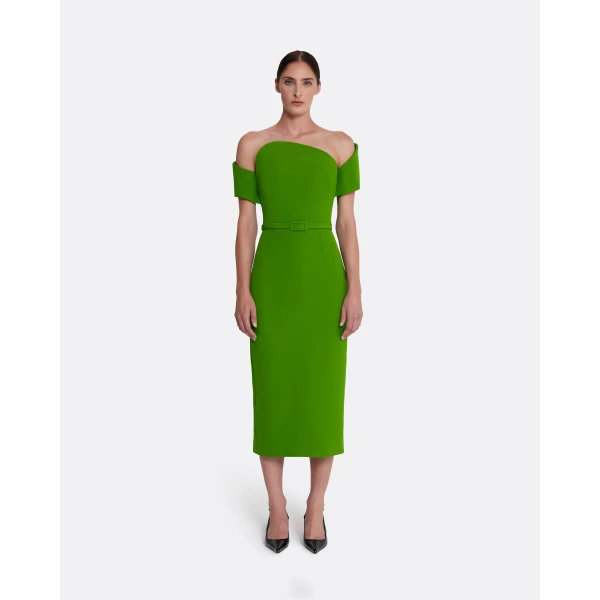 Safiyaa Raffaella Midi Dress in Verdant Green, view 2