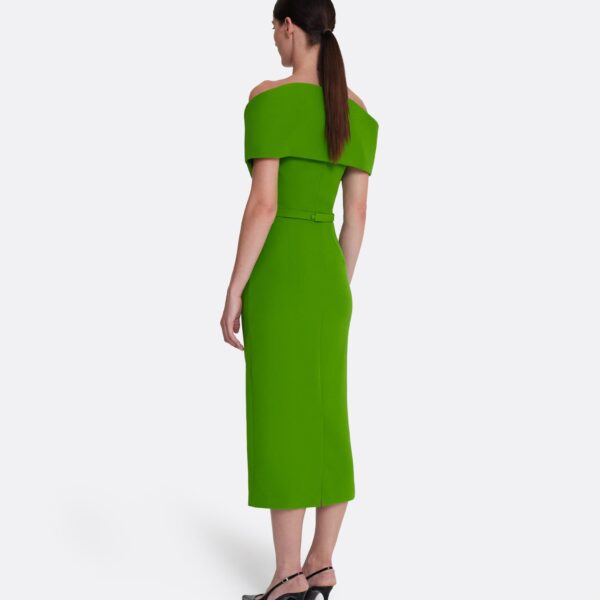Safiyaa Raffaella Midi Dress in Verdant Green - Safiyaa Dresses - Heavy Crepe Cape Gown - Shop at Coveti