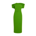 Safiyaa Raffaella Midi Dress in Verdant Green - Safiyaa Dresses - Heavy Crepe Cape Gown - Shop at Coveti