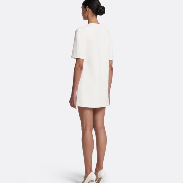 Safiyaa Ripley Short Dress in Ivory with Pearl - Safiyaa Dresses - Heavy Crepe Cape Gown - Shop at Coveti