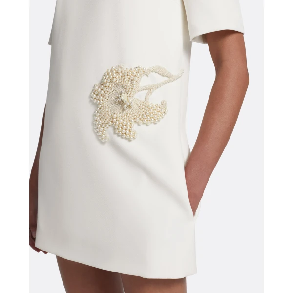 Safiyaa Ripley Short Dress in Ivory with Pearl, view 4