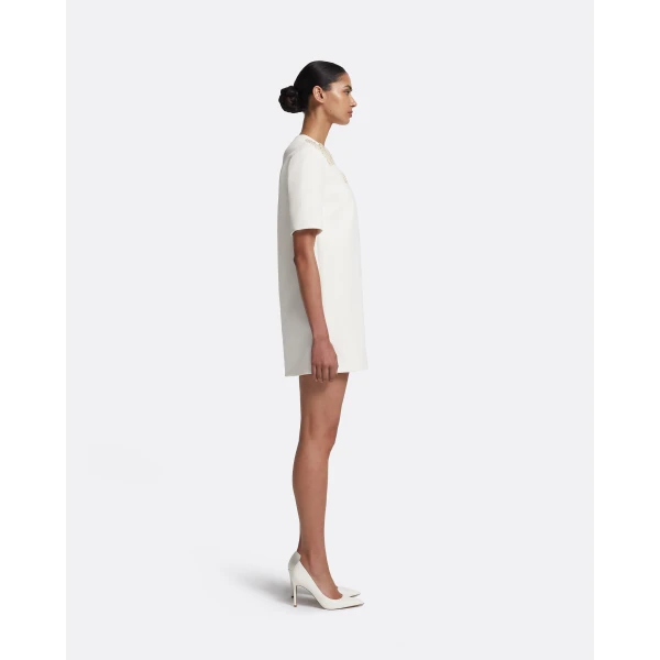 Safiyaa Ripley Short Dress in Ivory with Pearl, view 5